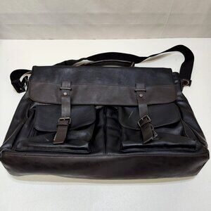 Seyfocnia PU Leather Bag 17.3" Messenger Laptop Satchel Briefcase Pockets Scuffs